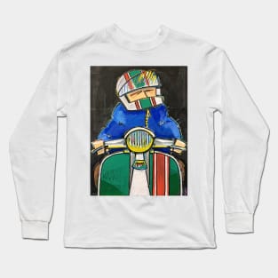 Retro Scooter, Classic Scooter, Scooterist, Scootering, Scooter Rider, Mod Art Long Sleeve T-Shirt